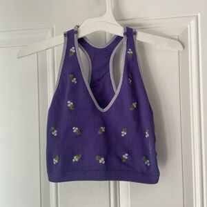 Purple Floral Racerback Tank Top